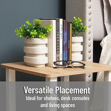 Mind Reader Ribbed Cement Planter Bookends Set of 2