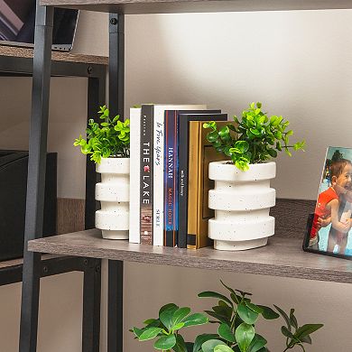Mind Reader Ribbed Cement Planter Bookends Set of 2