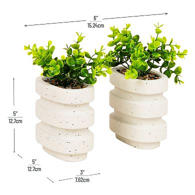 Mind Reader Ribbed Cement Planter Bookends Set of 2