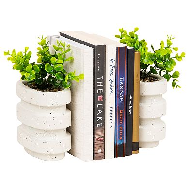 Mind Reader Ribbed Cement Planter Bookends Set of 2