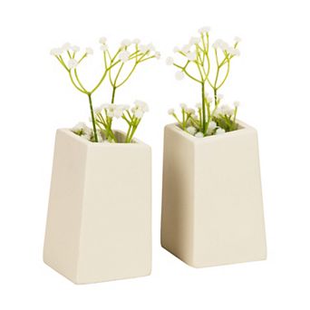 Mind Reader Cement Artificial Planter Bookends Table Decor Set of 2