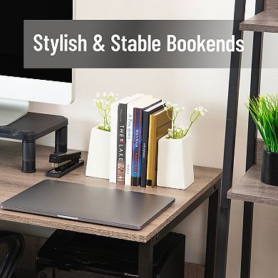 Mind Reader Cement Artificial Planter Bookends Table Decor Set of 2
