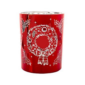 Red Wreath Small Votive Candle Holder