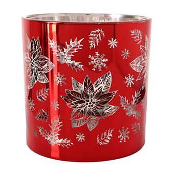 Red Poinsettia Large Votive Candle Holder