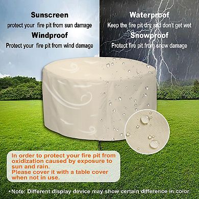 30" Inch Round Wood Grain Iron Fire Pit,50000 BTU with Lid,for Home and Camping (Spotted white)