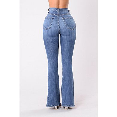 Women's High Waist Flared Jeans Curvy Fit Bootcut Stretch Denim Pants