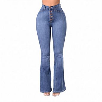 Women's High Waist Flared Jeans Curvy Fit Bootcut Stretch Denim Pants