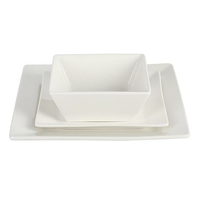 Gibson Home Zen Buffet Hard Square 24 Piece Porcelain Dinnerware Set