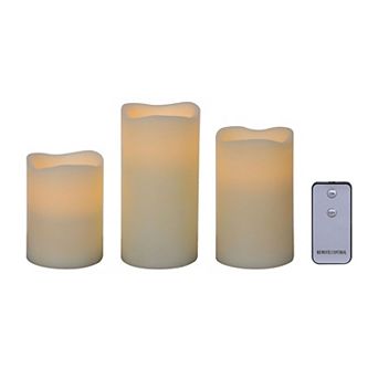 Fitz & Floyd Rusted Ivory 3 pc LED Wax Pillar Candle Set