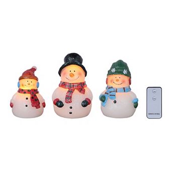 Fitz & Floyd Snowman 3 pc LED Wax Figurine Candle Set