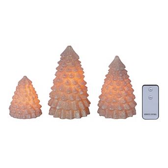 Fitz & Floyd Christmas Tree 3 pc LED Wax Figurine Candle Set