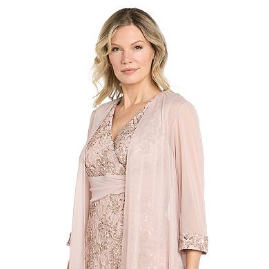 Women's R&M Richards 2-Piece Embellished Duster Jacket & Lace Sheath Dress