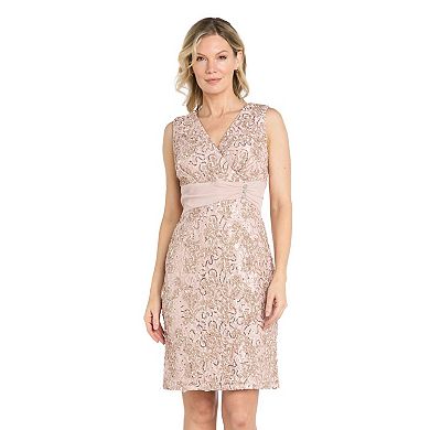 Women's R&M Richards 2-Piece Embellished Duster Jacket & Lace Sheath Dress