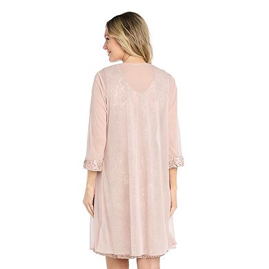 Women's R&M Richards 2-Piece Embellished Duster Jacket & Lace Sheath Dress