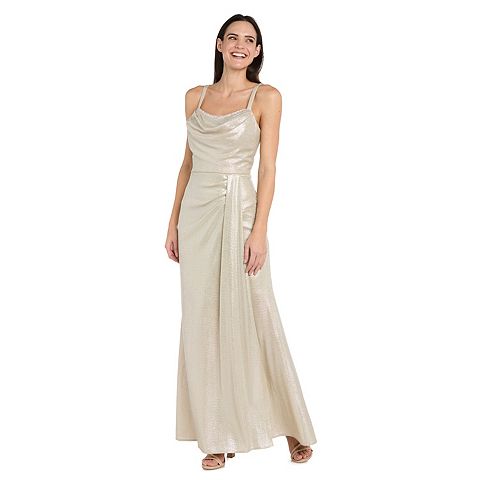 Женские платья R&M Women's R&M Richards Rhinestone Neckline Draped Evening Gown