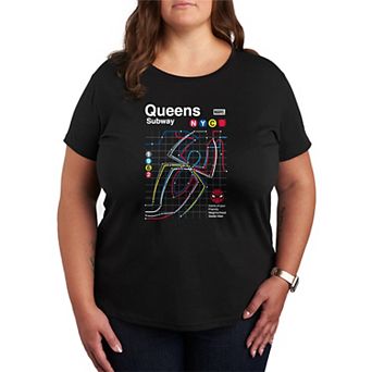Plus Size Marvel Spider-Man Queens Subway Map Graphic Tee