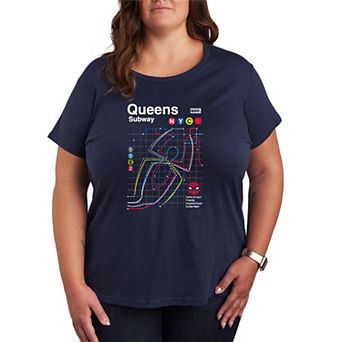 Plus Size Marvel Spider-Man Queens Subway Map Graphic Tee