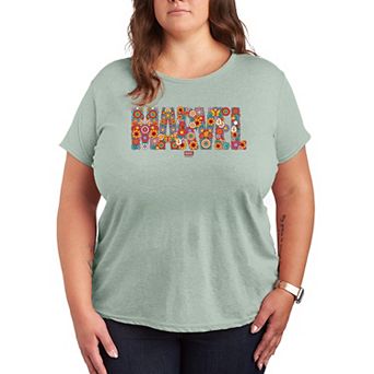 Plus Size Marvel Floral Logo Graphic Tee