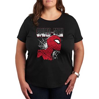 Plus Size Marvel Spider-Man Portrait Distressed Graphic Tee