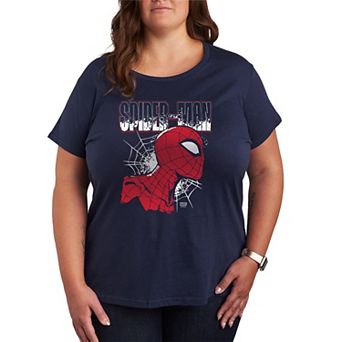Plus Size Marvel Spider-Man Portrait Distressed Graphic Tee