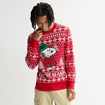 Men's Peanuts Holiday Sweater with Snoopy Design