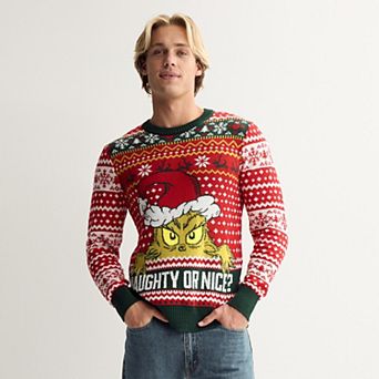 Men's Grinch Naughty or Nice Holiday Sweater