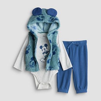 Baby Boy Disney's / Jumping Beans® Mickey Mouse Hooded Vest, Bodysuit & Pants 3 pc Set