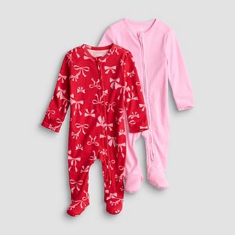 Baby Girl Jumping Beans® 2-Pack Sleep & Play Footed One-Piece Bodysuits