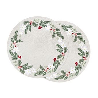 St. Nicholas Square® 2 pc Holiday Botanical Braided Placemats