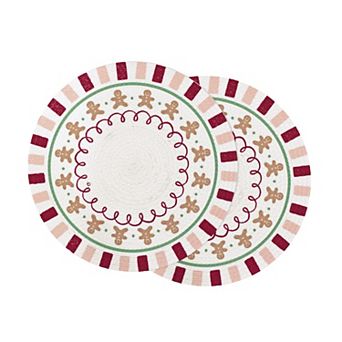 St. Nicholas Square® 2 pc Gingerbread Printed Braided Placemats