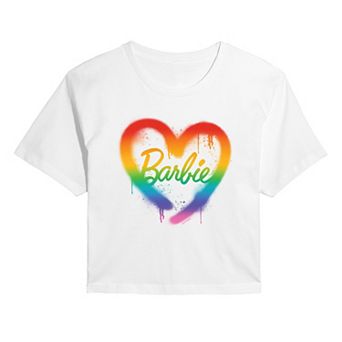 Women's Barbie Rainbow Heart Cropped Tee