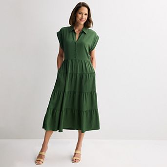 Women's Robbie Bee Collar V-Neck Tiered Maxi Dress