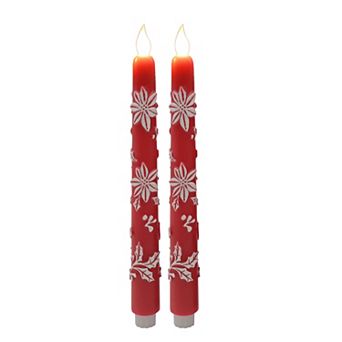 St. Nicholas Square® Poinsettia 2 pc Wax Taper Candle Set