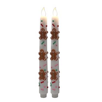 St. Nicholas Square® LED Gingerbread Wax Taper Candle 2-Pack