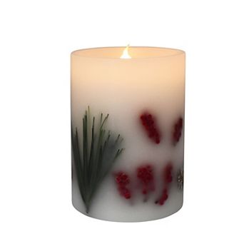 St. Nicholas Square® LED Pillar Candle with Pine & Berry Accents