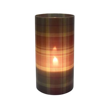 St. Nicholas Square® LED Glass Plaid Pillar Candle Tall