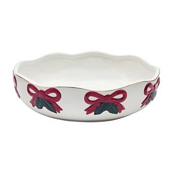 St. Nicholas Square® Ceramic Holly & Bow Decorative Bowl Table Decor