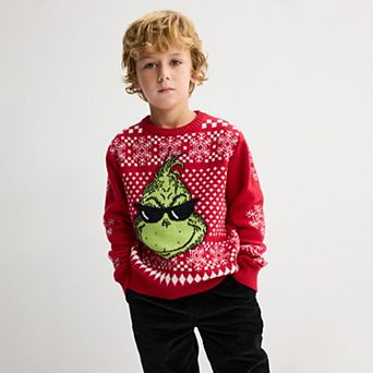 Boys 4-12 The Grinch Sunglasses Christmas Sweater