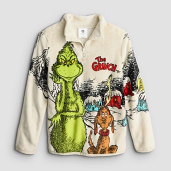 Boys 4-12 The Grinch Allover Graphic Quarter Zip Pullover
