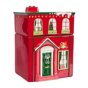 Hallmark Frosted Snowglobe Ceramic Christmas House Candle