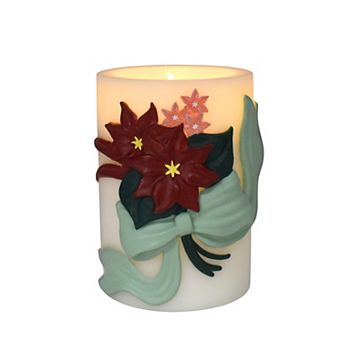 St. Nicholas Square® LED Poinsettia Short Pillar Candle