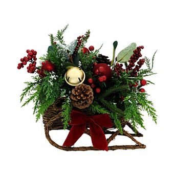 St. Nicholas Square® Artificial Botanical Woven Sleigh Table Decor