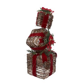 St. Nicholas Square® LED Rattan Gift Boxes Outdoor Decor