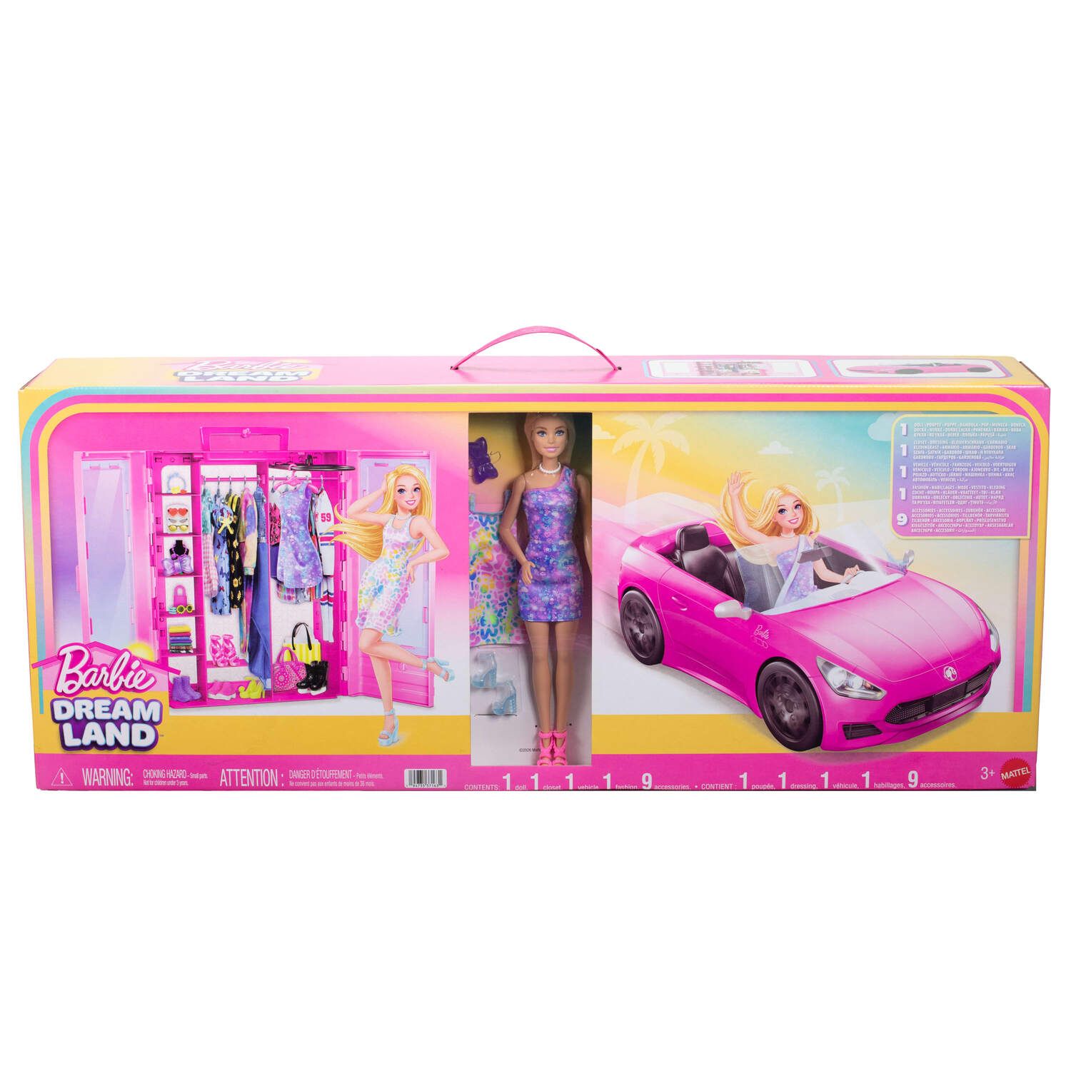 Детская кукла Barbie Dream Land Doll, Pink Convertible Vehicle, Closet with Extra Fashions and Accessories — фото 2