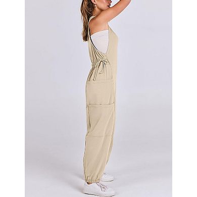 Women's Loose Casual Sleeveless Jumpsuit with Pockets