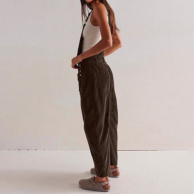 Women's Sleeveless Jumpsuit with 4 Pockets & Adjustable Straps