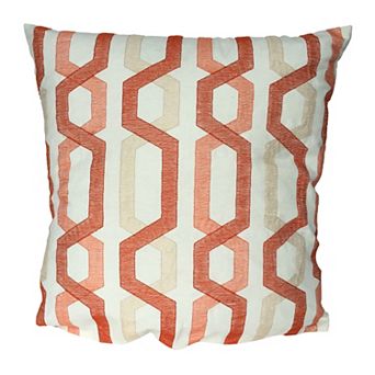Contemporary Cotton Pillow With Geometric Embroidery