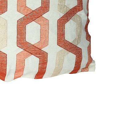 Contemporary Cotton Pillow With Geometric Embroidery