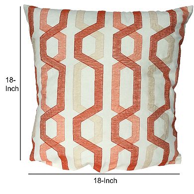 Contemporary Cotton Pillow With Geometric Embroidery