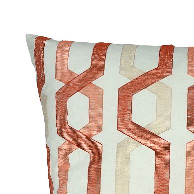 Contemporary Cotton Pillow With Geometric Embroidery
